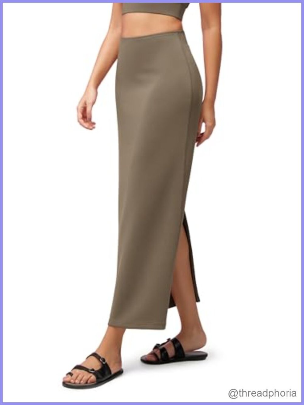 Modal Soft Maxi Skirt, Back Slit High Waist Casual Long Pencil Skirts